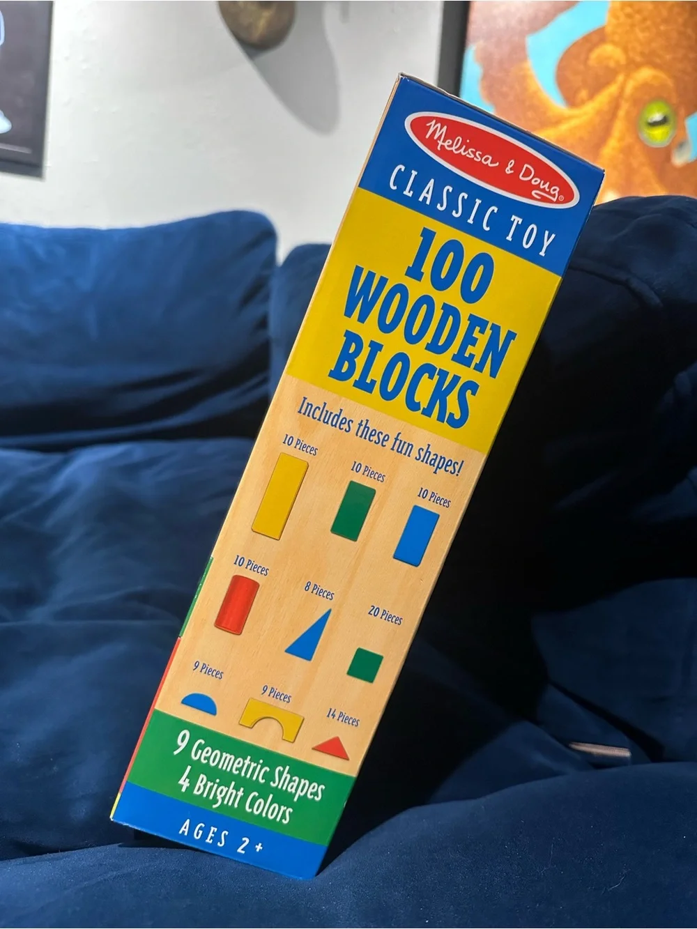 Melissa & Doug Wooden Building Blocks Set - Red, Blue, Green, Yellow, Natural